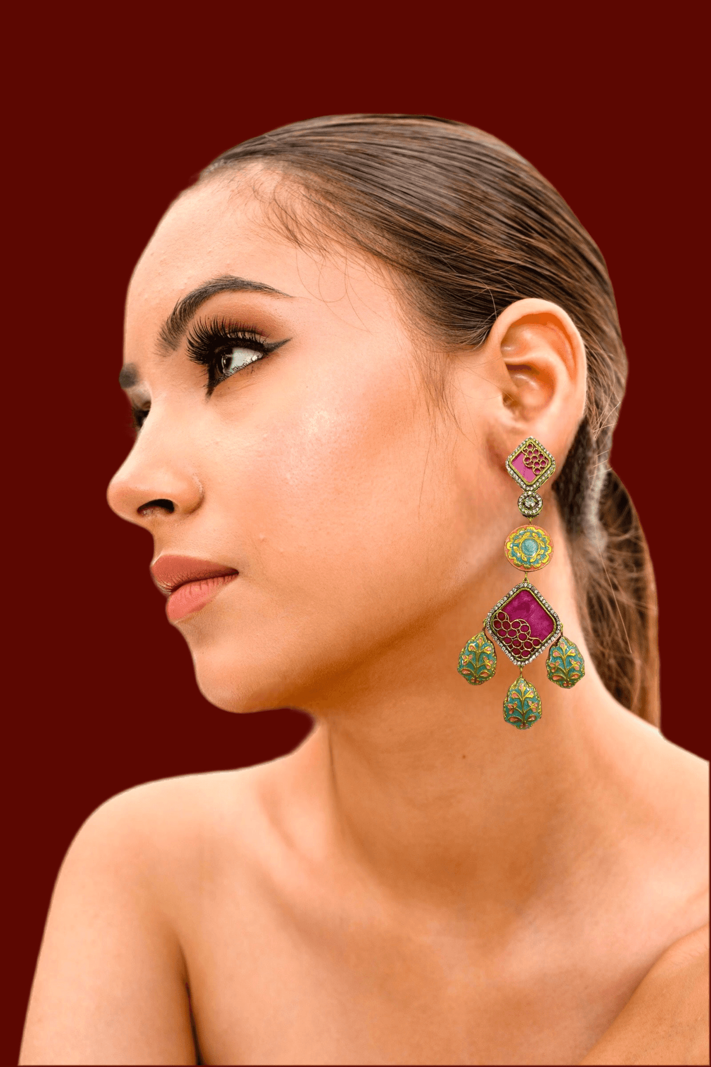 Haniya Pink Fusion Earrings - Pirohee by parul sharma