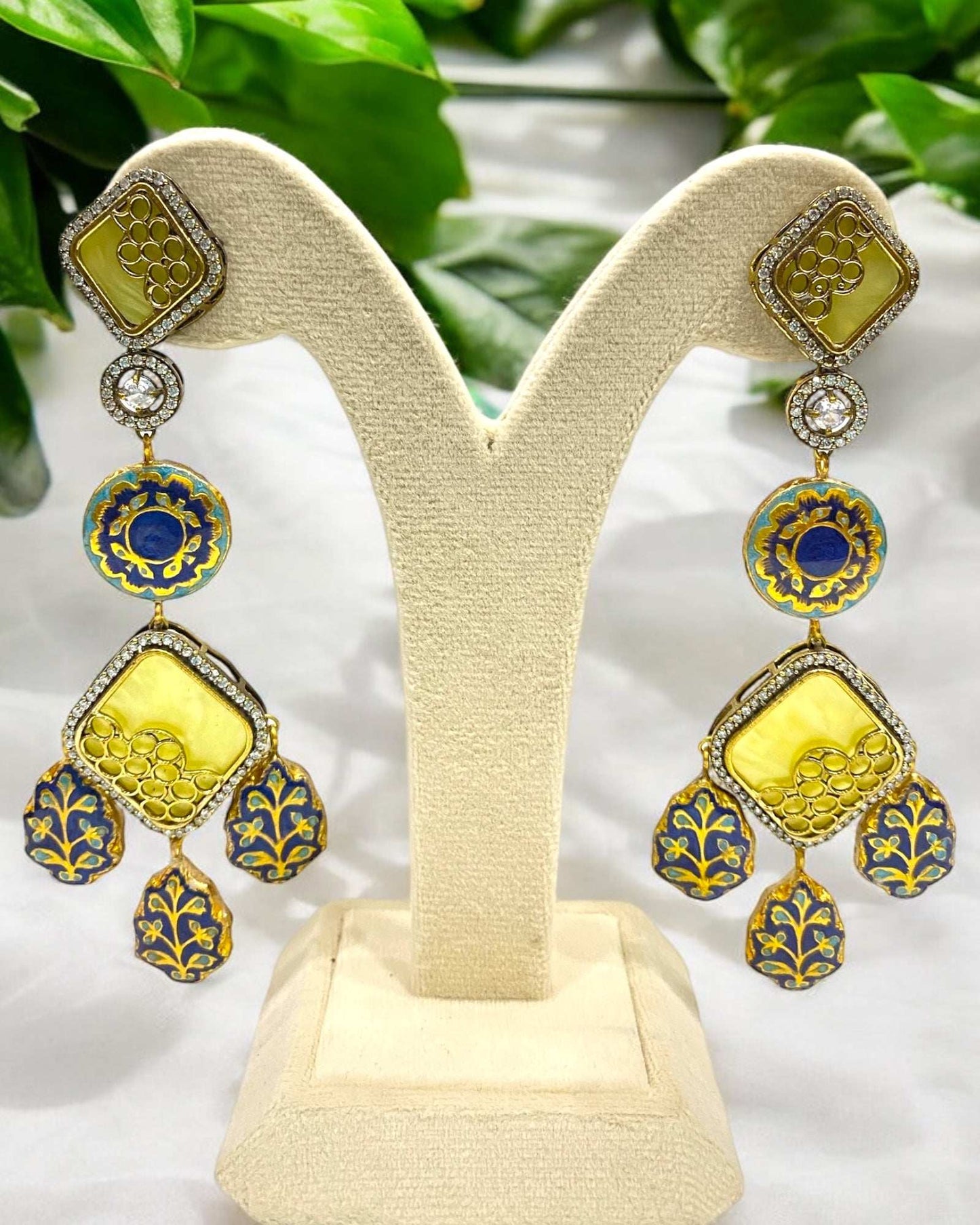 Haniya Yellow Fusion Earrings - Pirohee by parul sharma