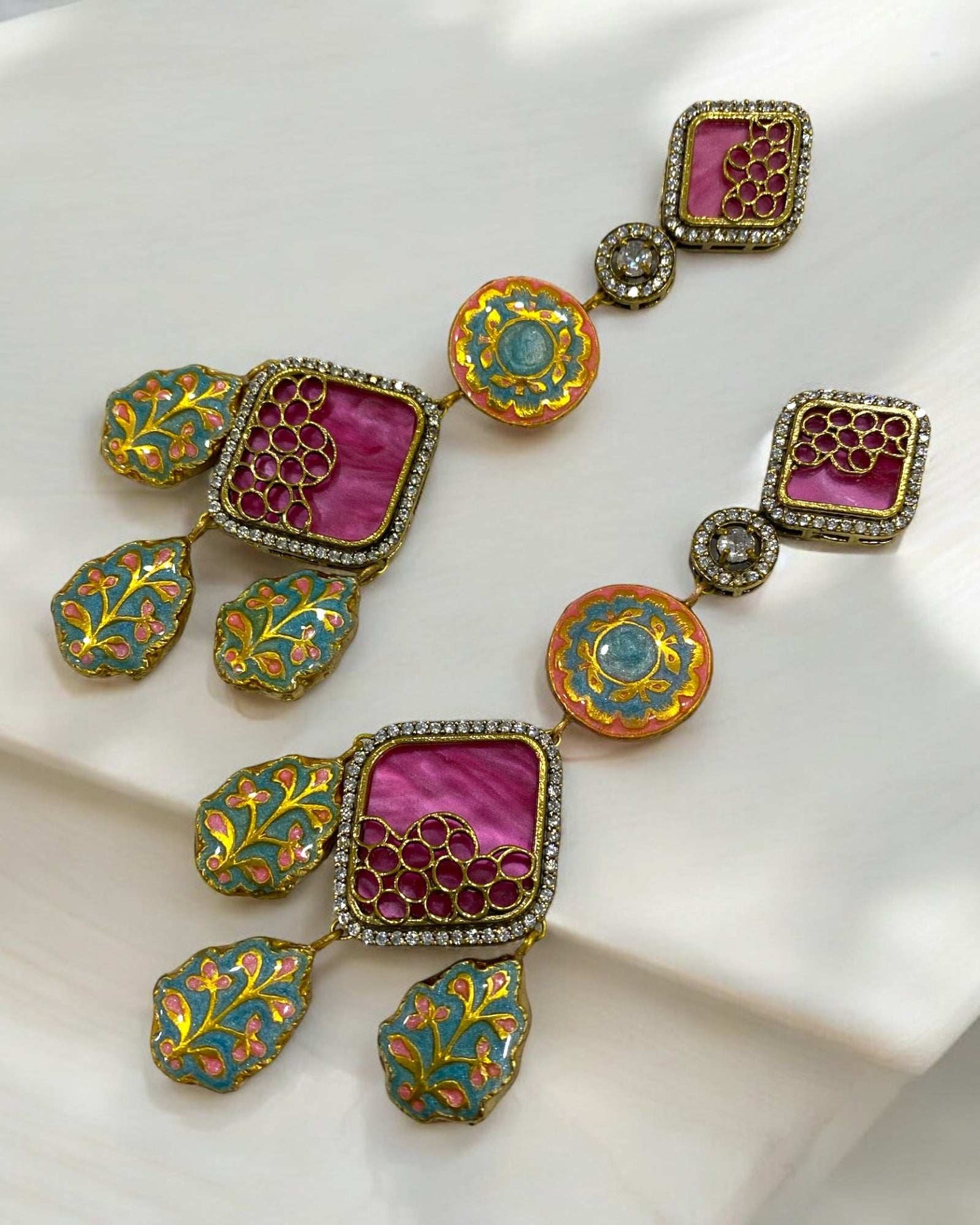Haniya Pink Fusion Earrings - Pirohee by parul sharma
