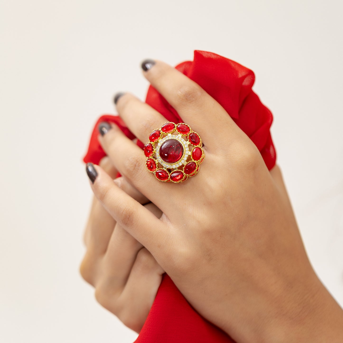 Shama Red Adjustable ring