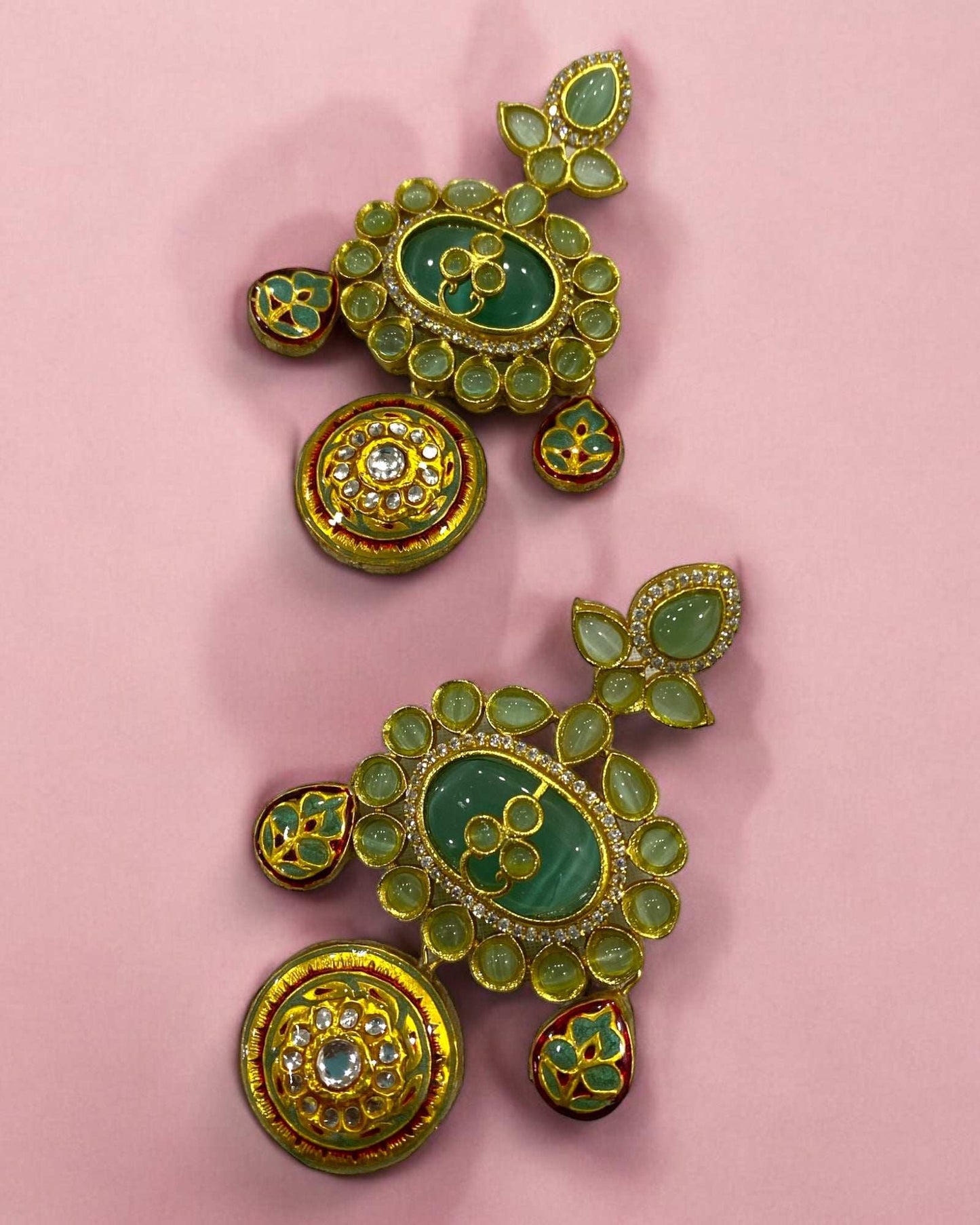 Alvira Aquamarine Jadau Hasli Set - Pirohee by parul sharma