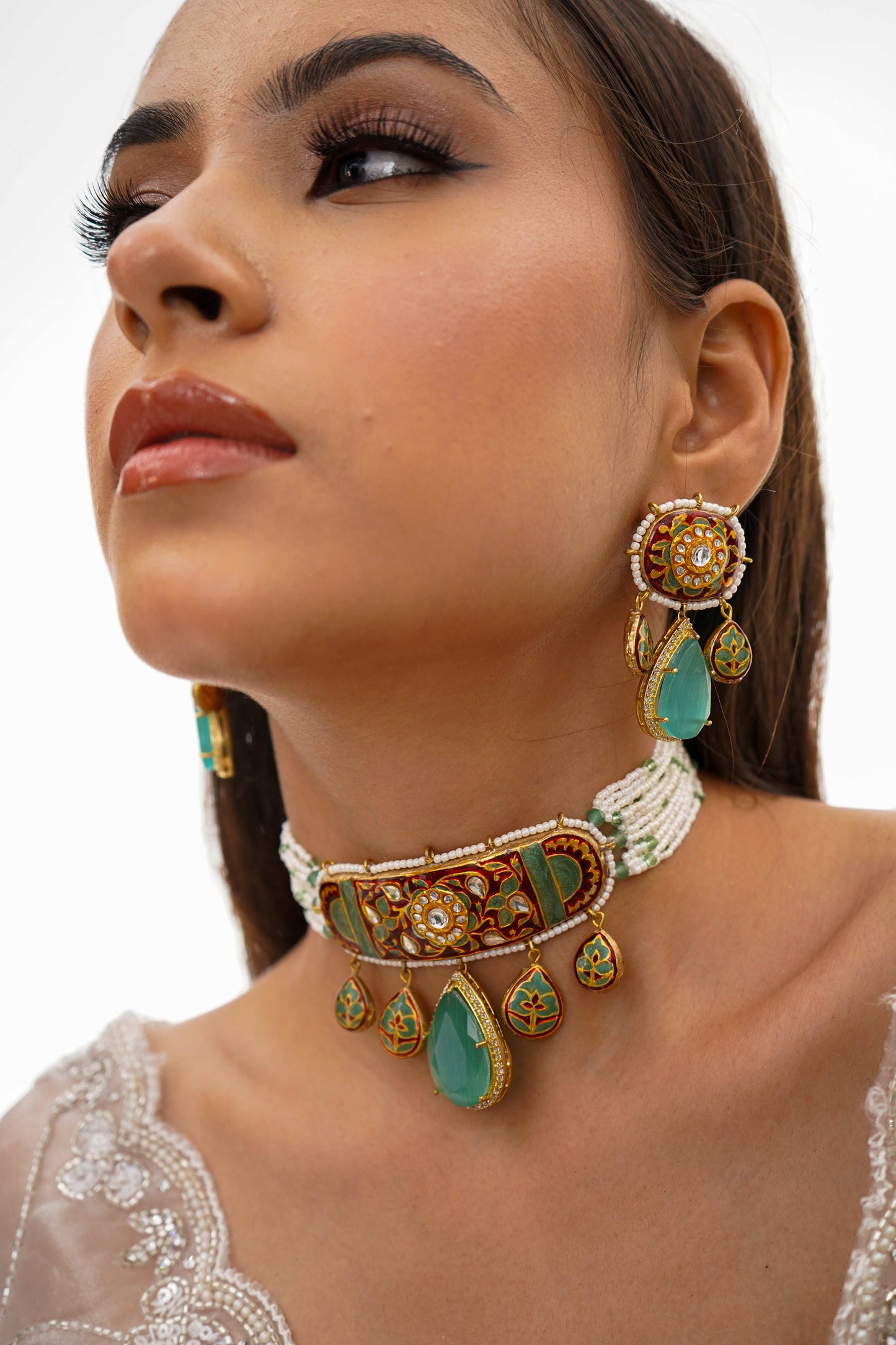 Aria Maroon Fusion Necklace Set - Pirohee by parul sharma