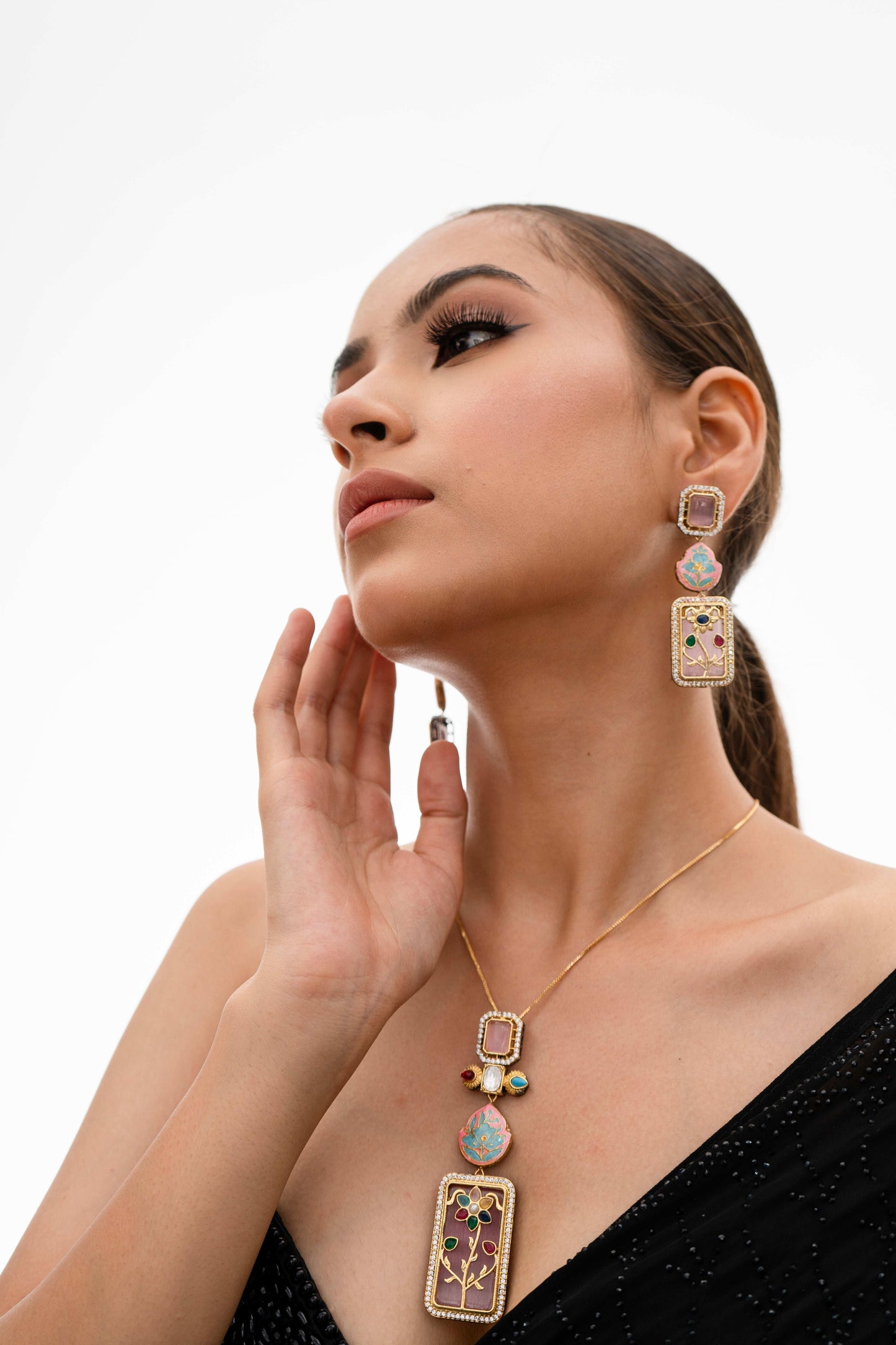 Parisa Pink Fusion Necklace Set - Pirohee by parul sharma