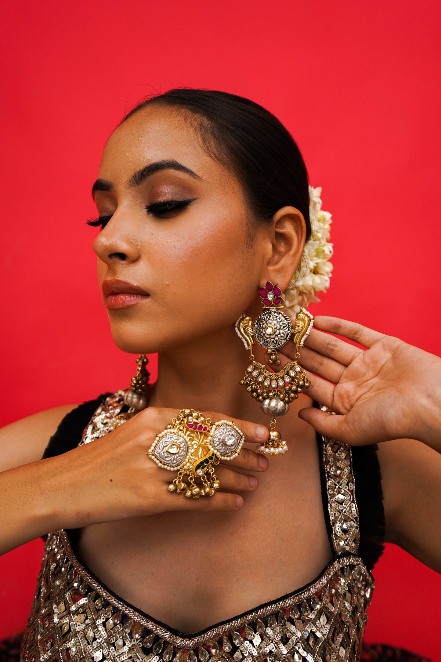 Zeenaz Multicolor Jadau Earrings - Pirohee by parul sharma