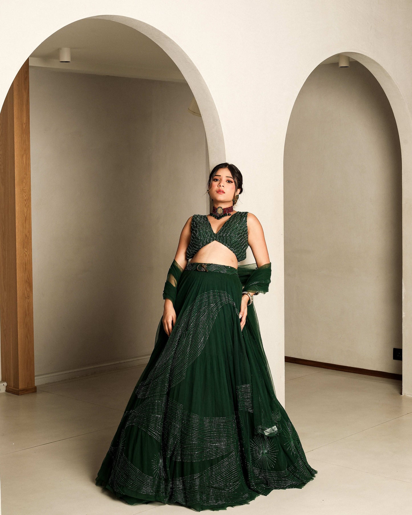 Alluring Emerald Green Choker Set - Pirohee by parul sharma