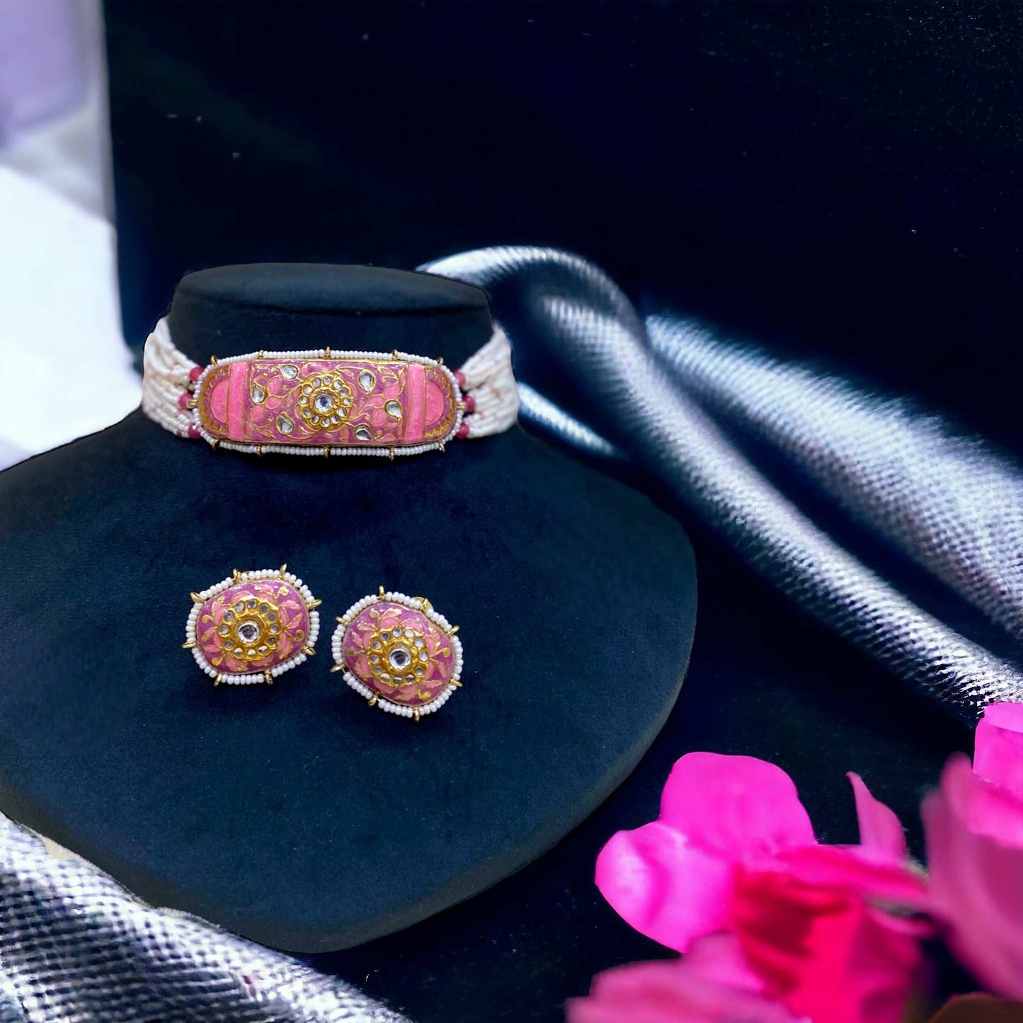 Iqra Pink Meenakari
Choker Set - Pirohee by parul sharma