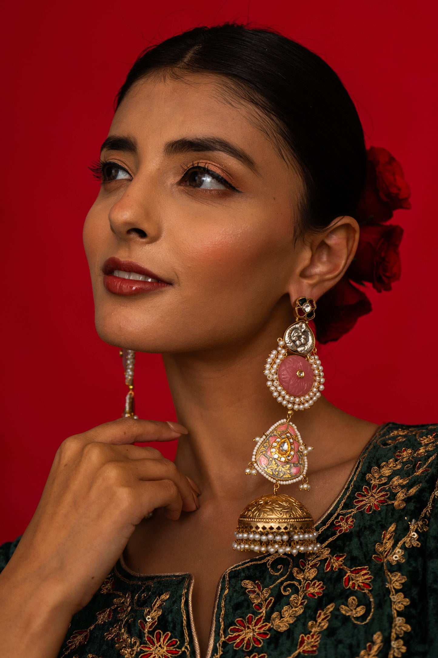 Arya Pink Jhumkas - Pirohee by parul sharma