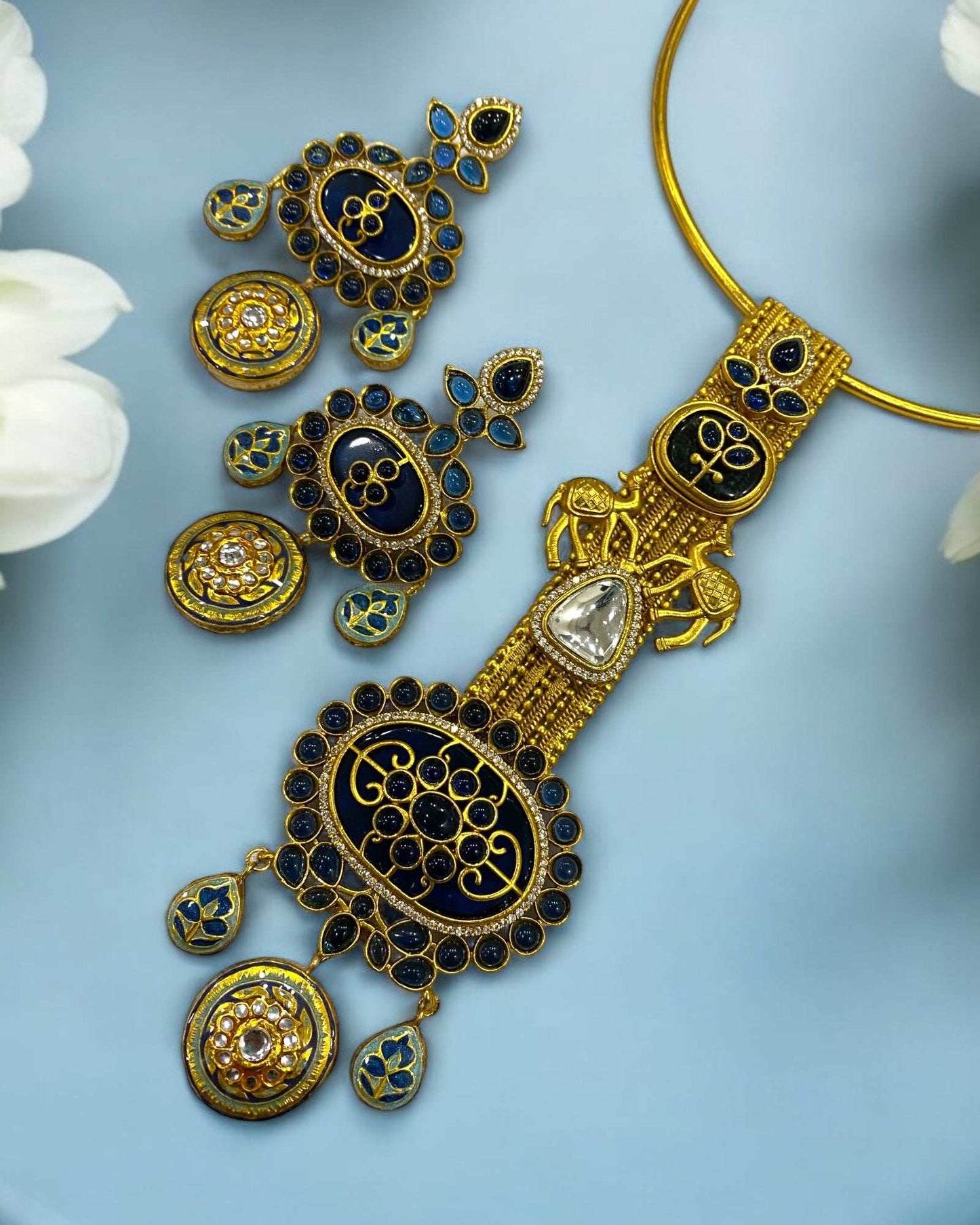 Alvira Dark Blue Jadau Hasli
Set - Pirohee by parul sharma