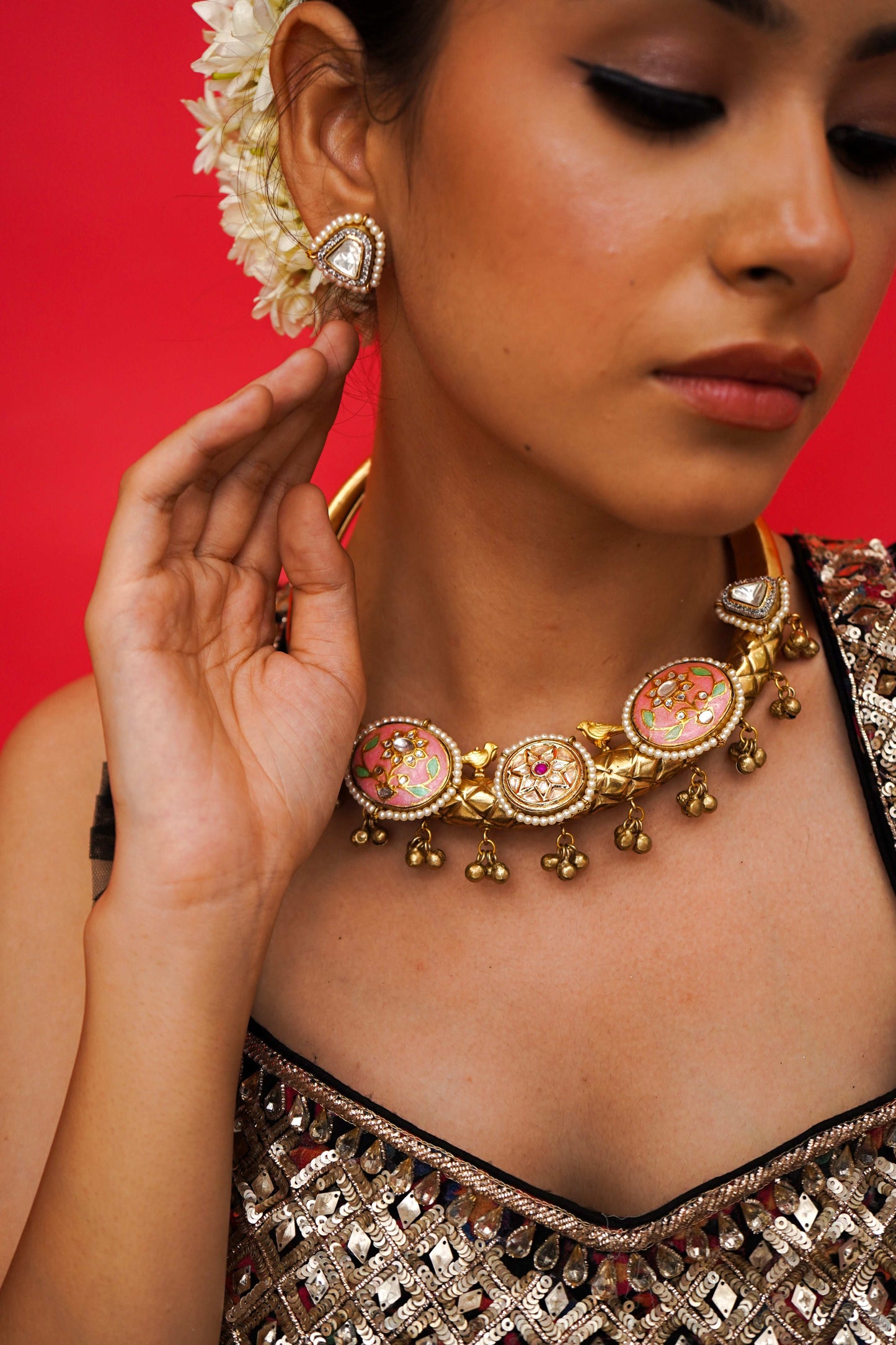 Sajili Meenakari Hasli Set - Pirohee by parul sharma