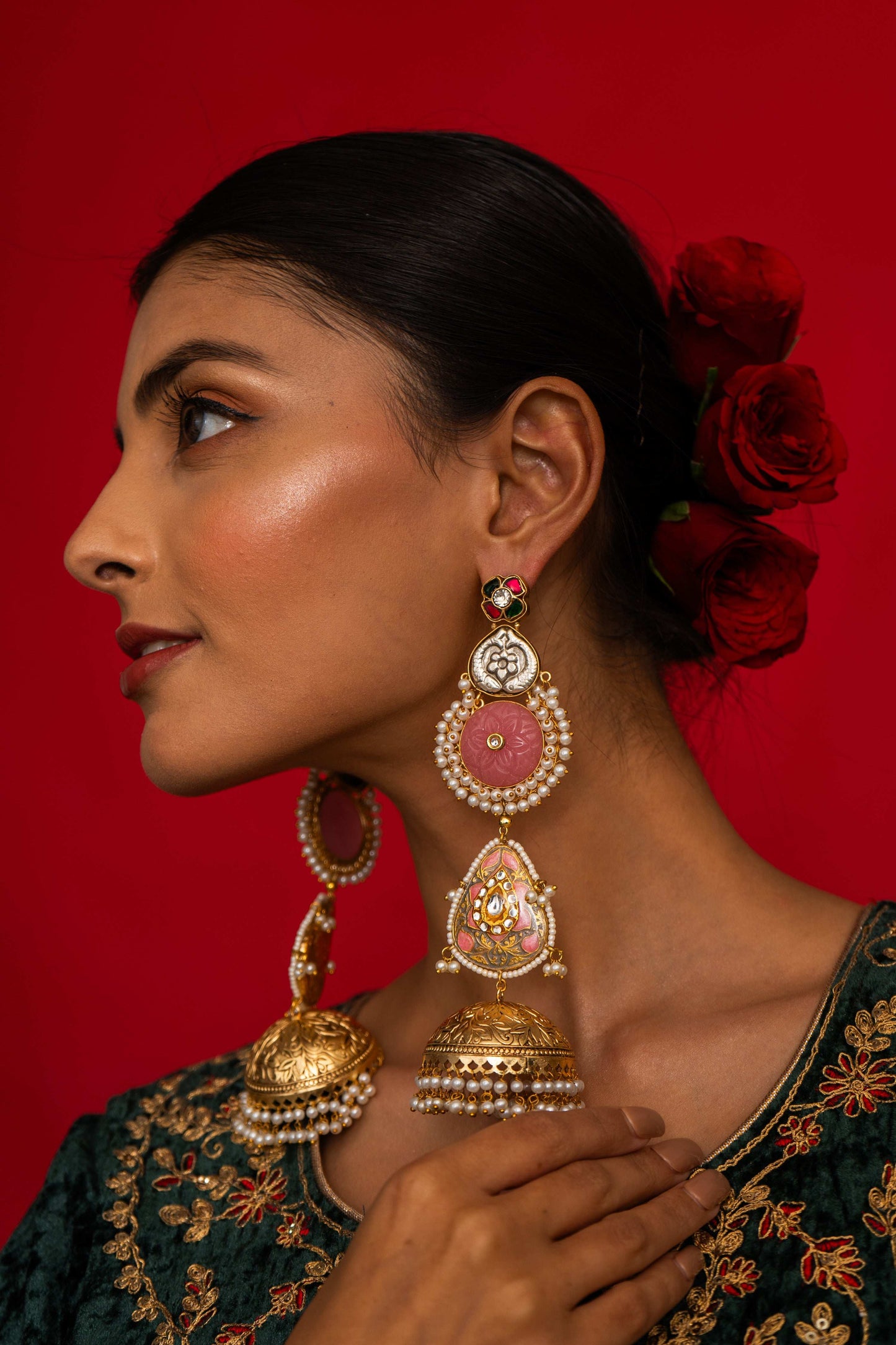 Arya Pink Jhumkas - Pirohee by parul sharma