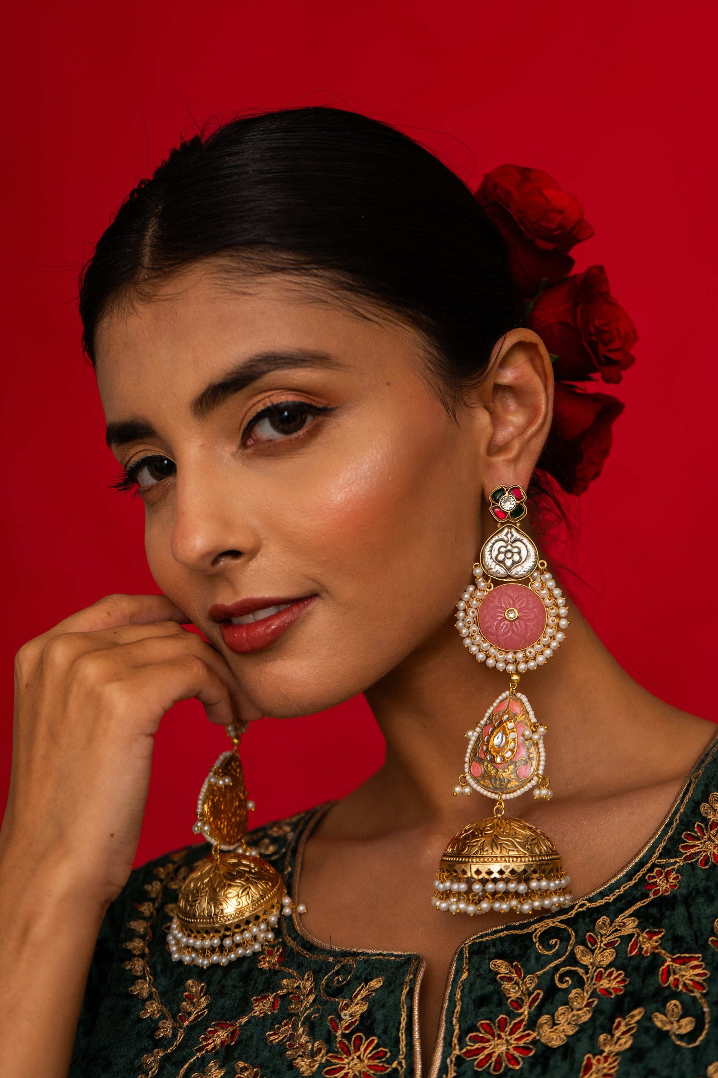 Arya Pink Jhumkas - Pirohee by parul sharma