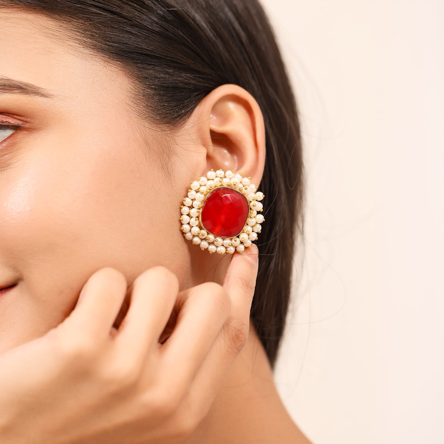 Ruby Bloom Stud Earrings