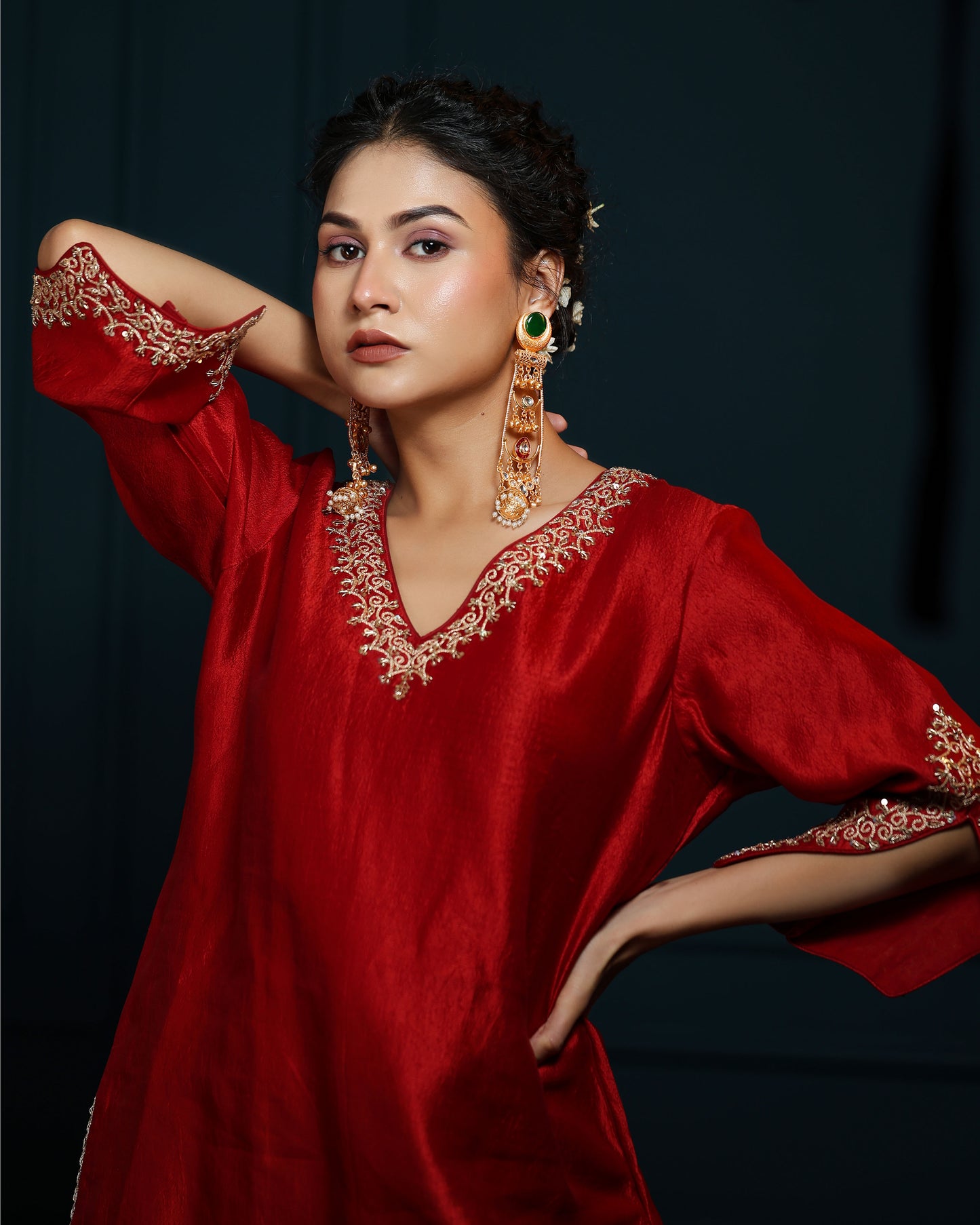 Zaria Green Earrings (Invisible kaan chains included)