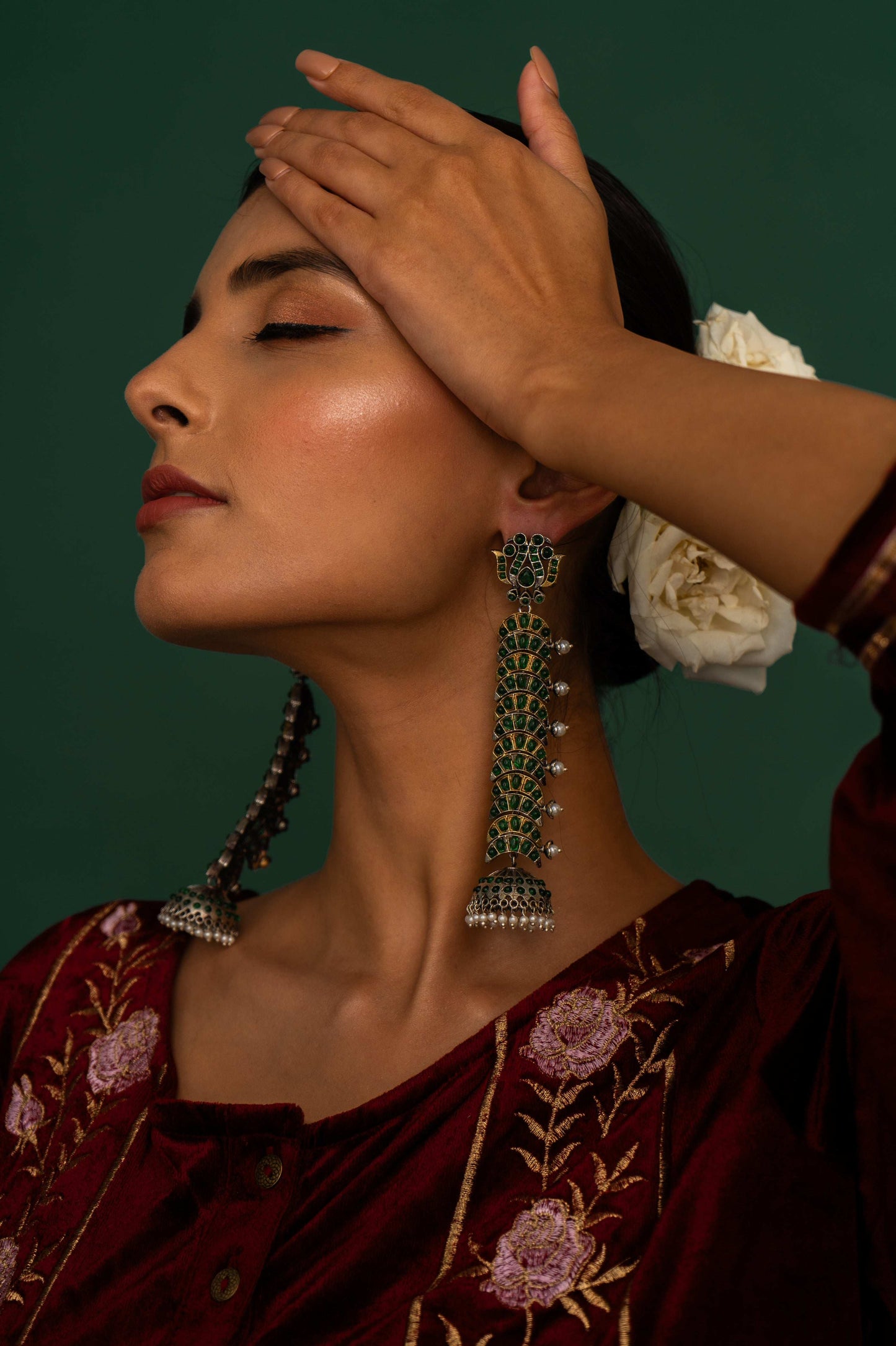 Sakina Green Jhumka Earrings - Pirohee by parul sharma