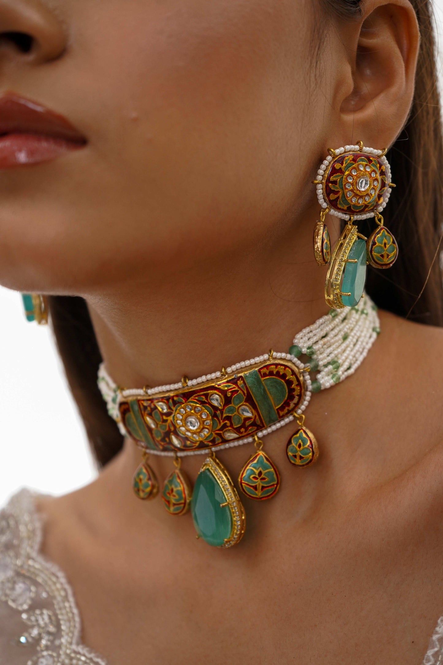 Aria Maroon Fusion Necklace Set - Pirohee by parul sharma