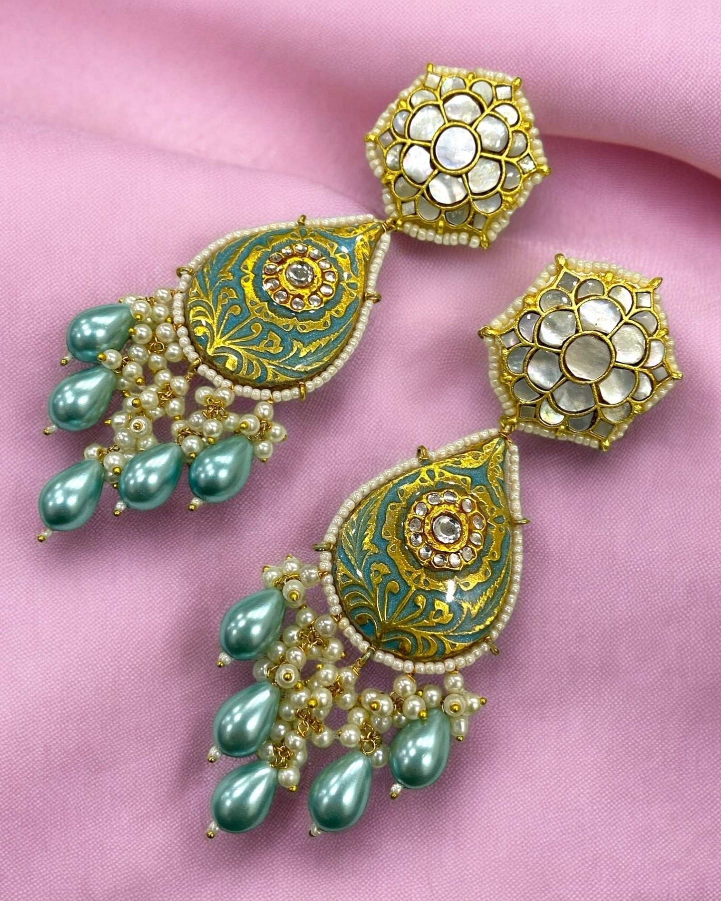 Firozaa Mother Of Pearl Earrings - Pirohee by parul sharma