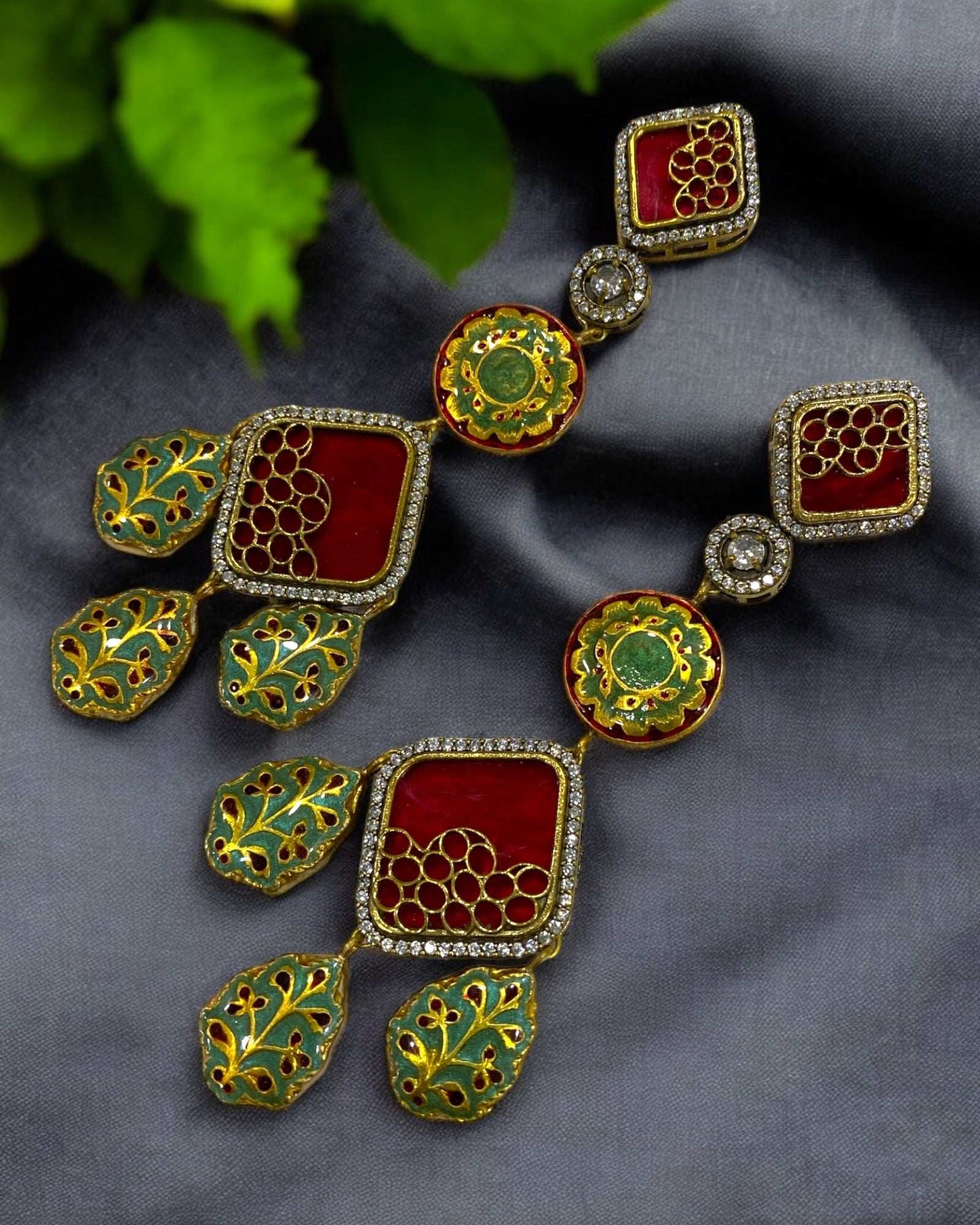 Haniya Red Fusion Earrings - Pirohee by parul sharma