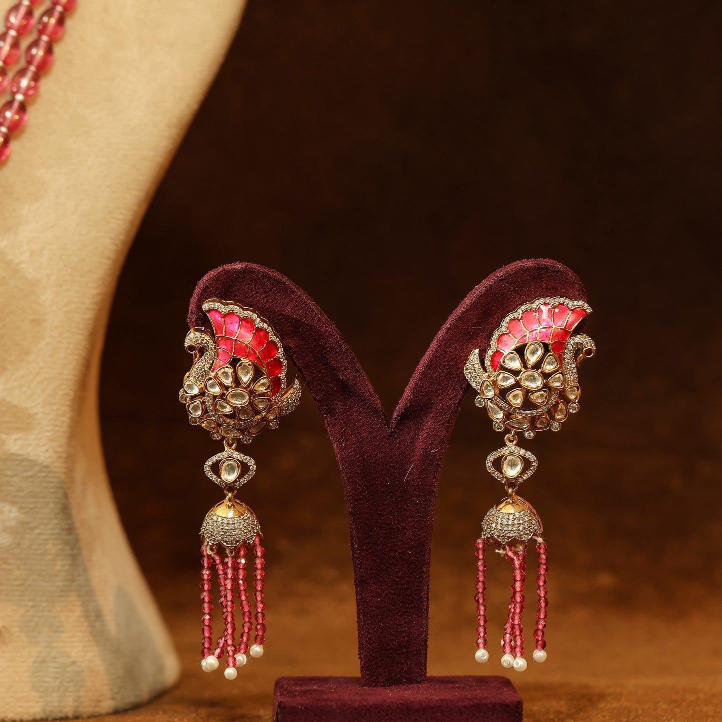 Polki Chand Haar with Ruby Beads