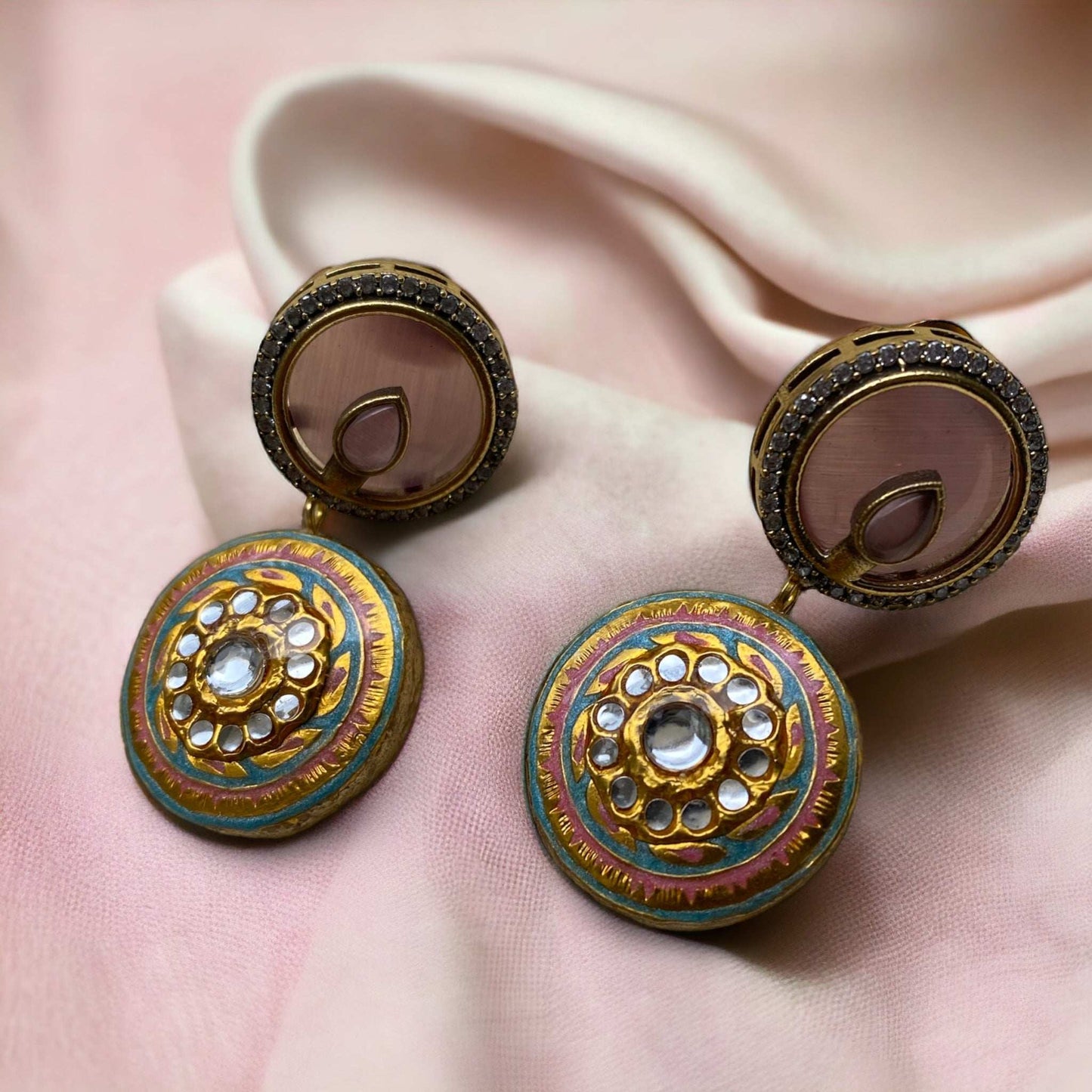 Amna Lotus Pink Fusion Necklace Set - Pirohee by parul sharma