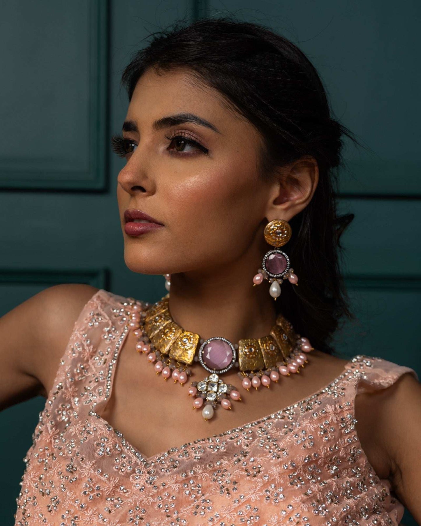 Meher Grey Meenakari
Fusion Necklace Set - Pirohee by parul sharma