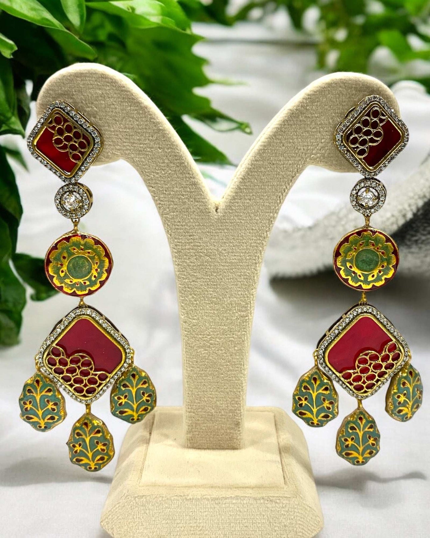 Haniya Red Fusion Earrings - Pirohee by parul sharma