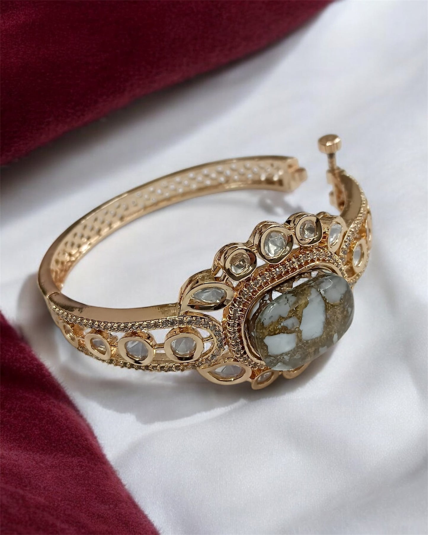 Regal White Petals Adjustable Handcuff/ Bracelet