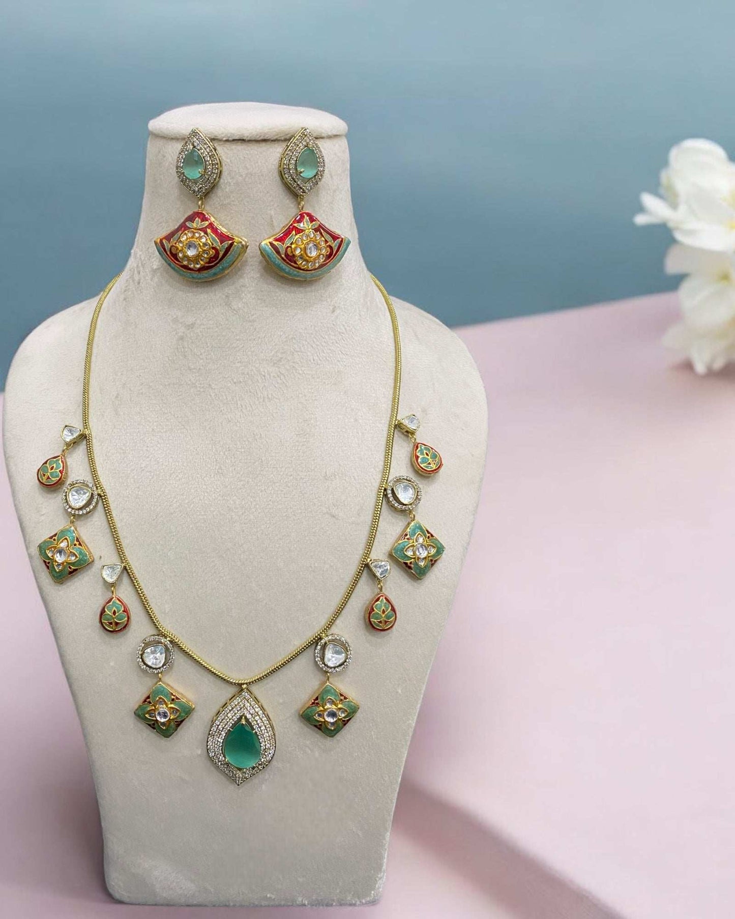 Leilah Fusion Necklace Set - Pirohee by parul sharma