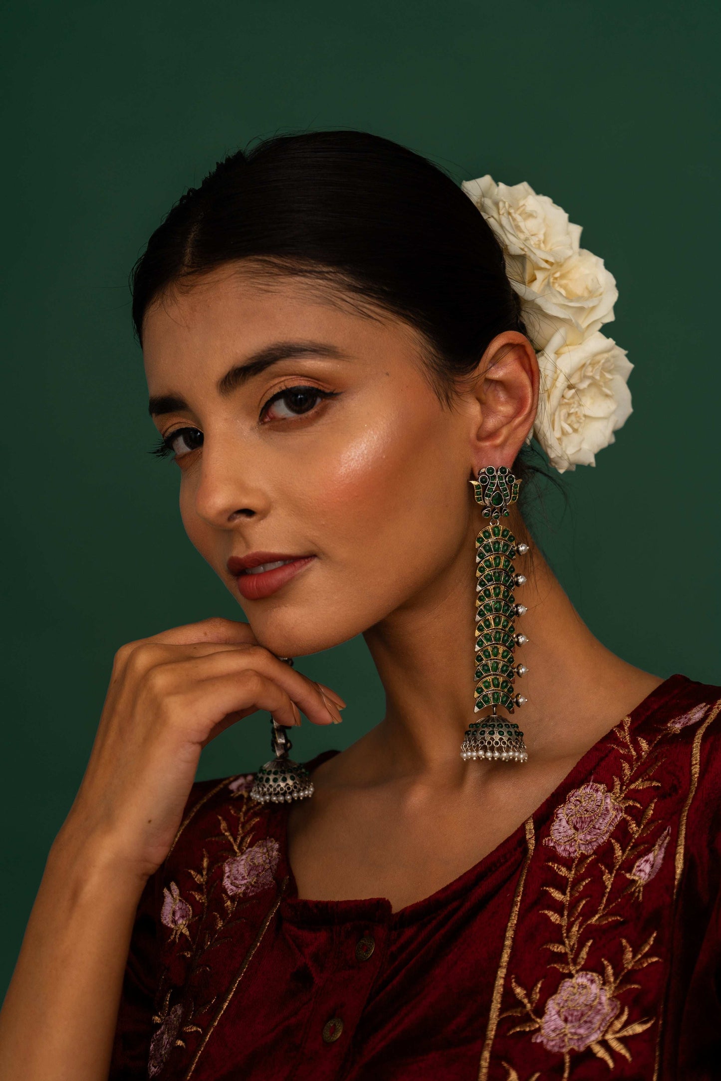 Sakina Green Jhumka Earrings - Pirohee by parul sharma