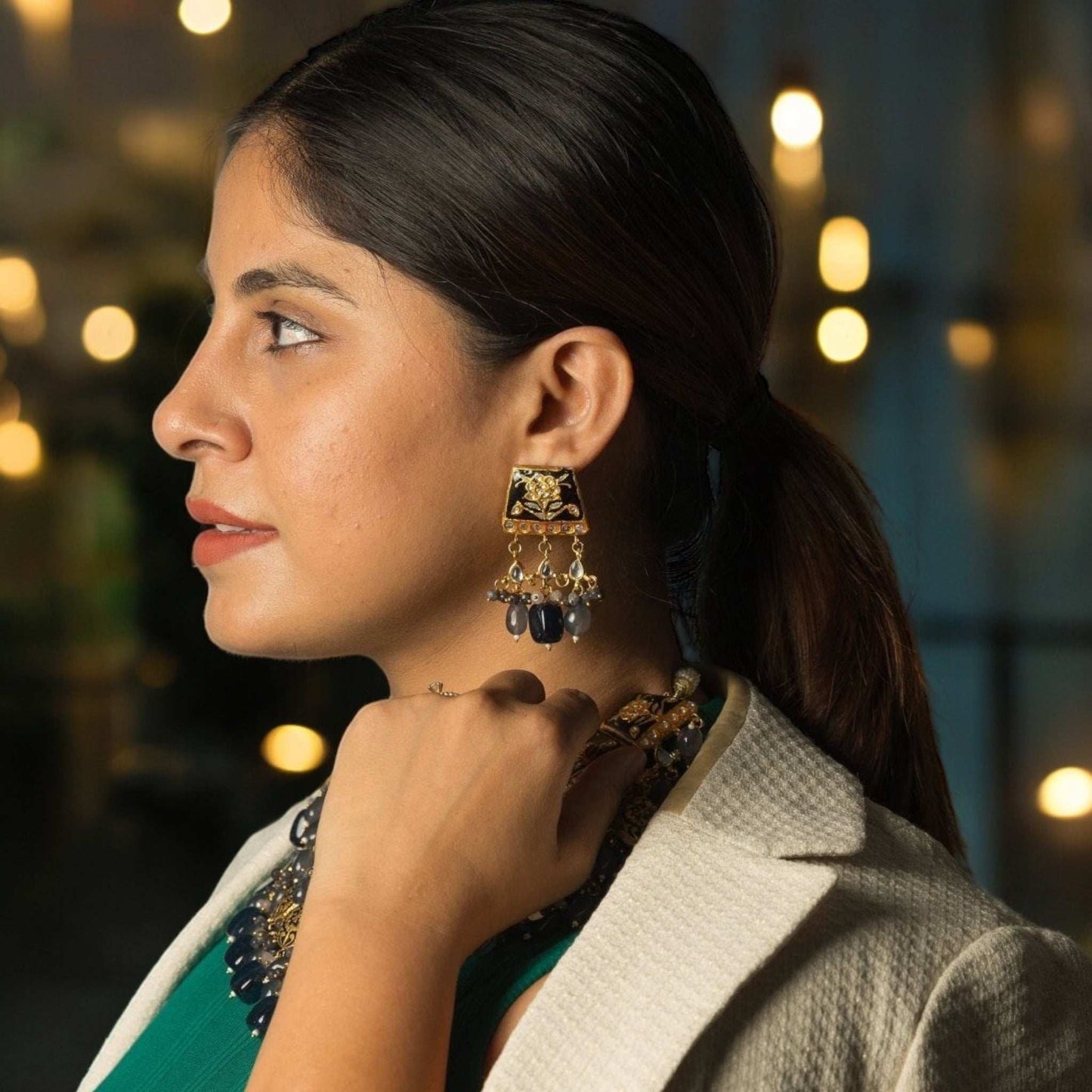 Qurbat Black Beauty Necklace Set - Pirohee by parul sharma