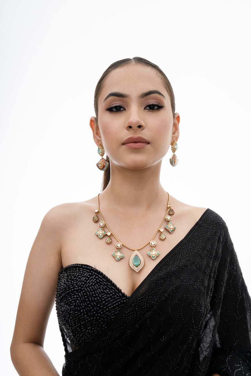 Leilah Fusion Necklace Set - Pirohee by parul sharma