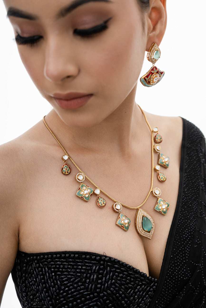 Leilah Fusion Necklace Set - Pirohee by parul sharma