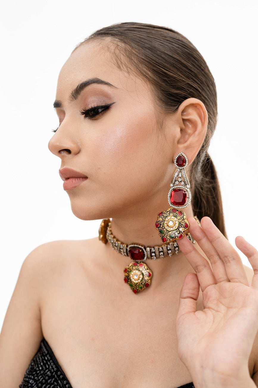Aleena Fusion Necklace Set - Pirohee by parul sharma