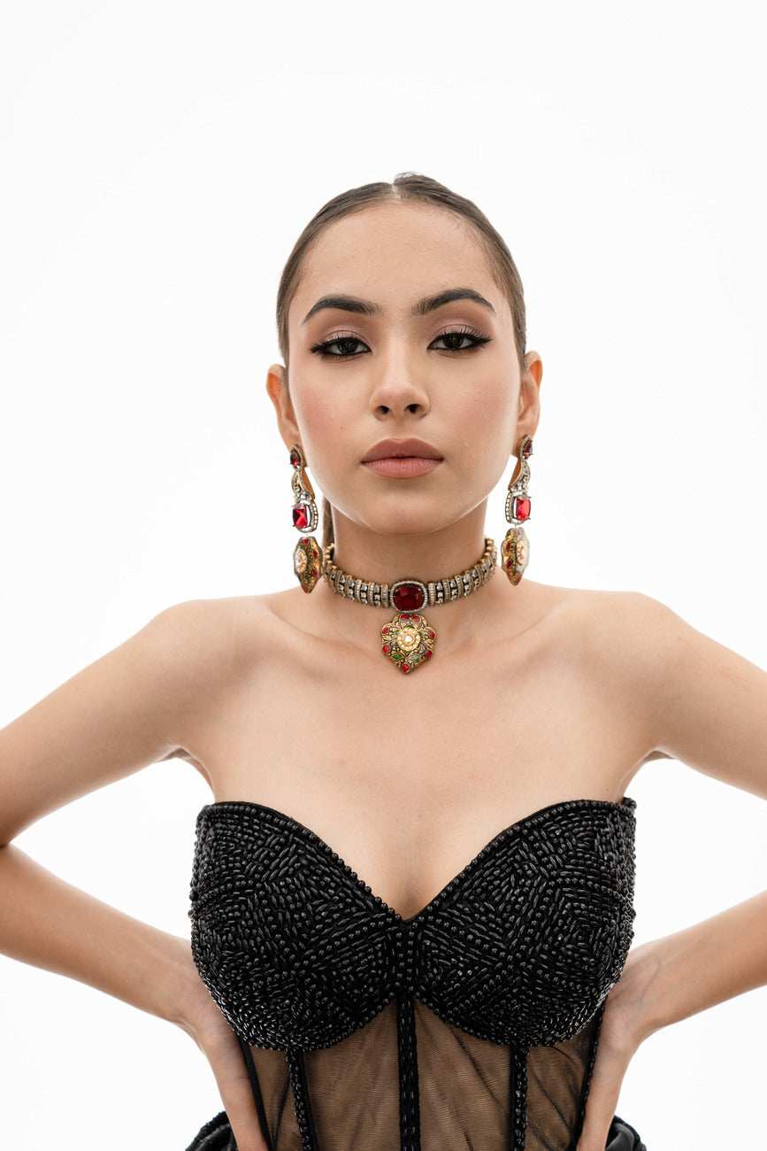 Aleena Fusion Necklace Set - Pirohee by parul sharma