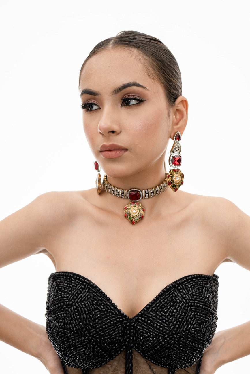 Aleena Fusion Necklace Set - Pirohee by parul sharma
