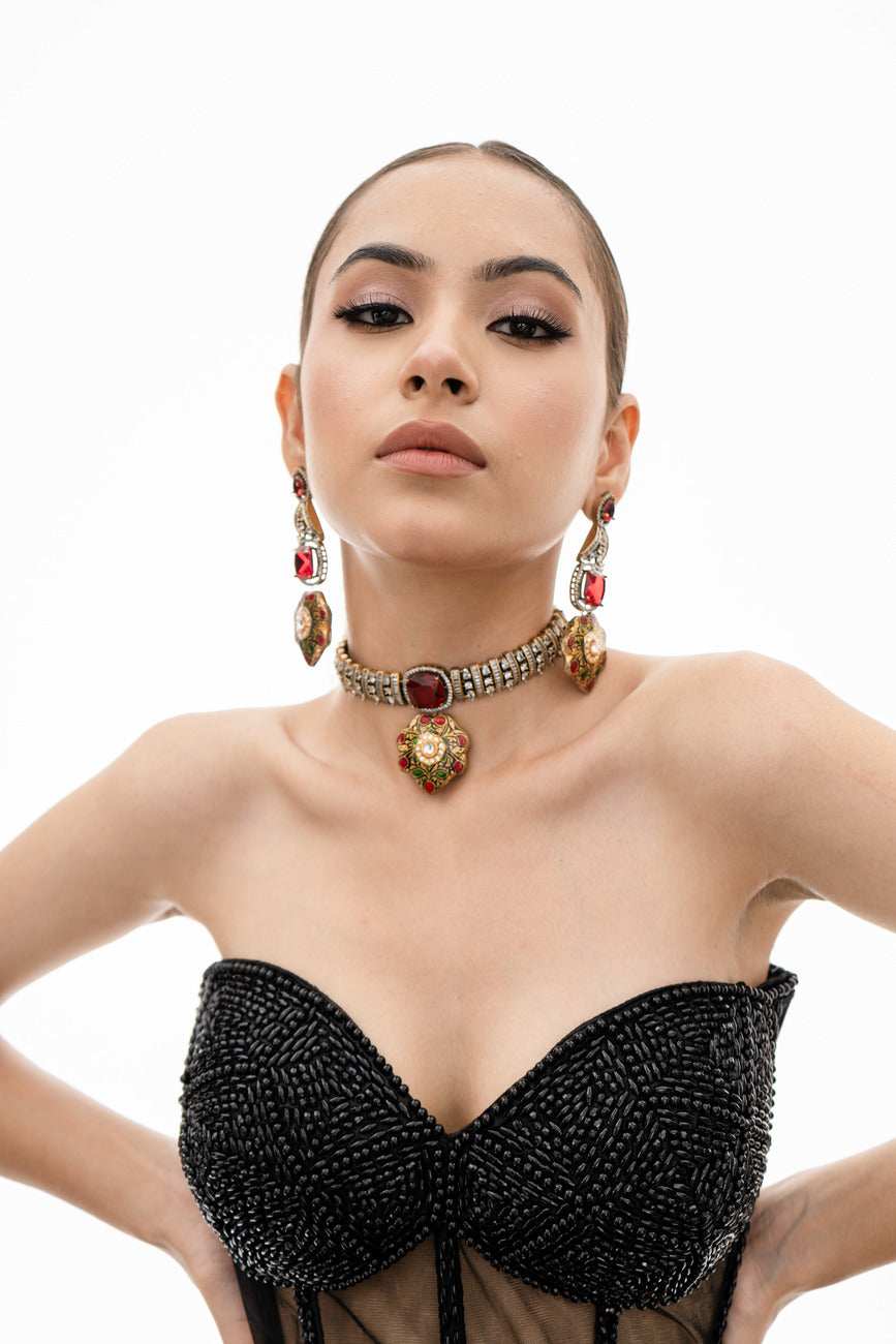Aleena Fusion Necklace Set - Pirohee by parul sharma