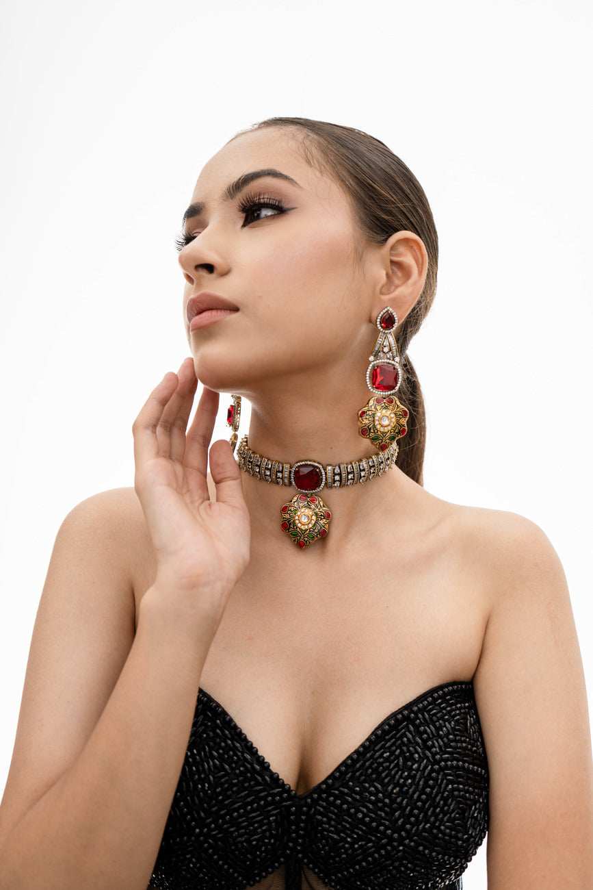Aleena Fusion Necklace Set - Pirohee by parul sharma