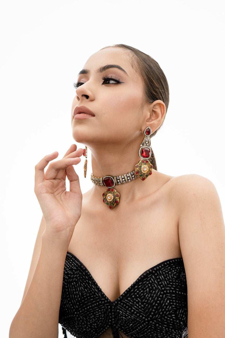Aleena Fusion Necklace Set - Pirohee by parul sharma