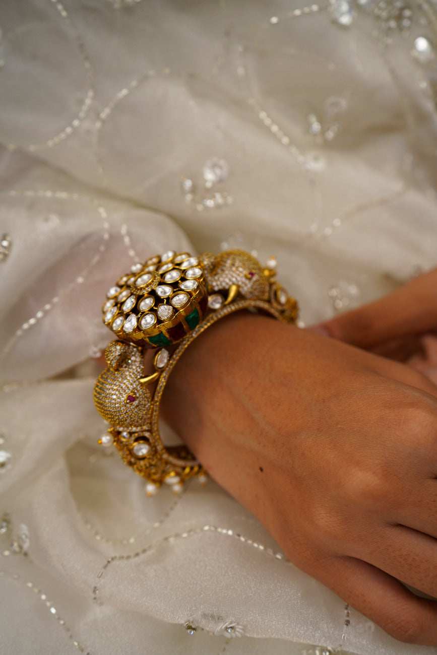 Fariha Multicolour Jadau Bangle / Kada - Pirohee by parul sharma