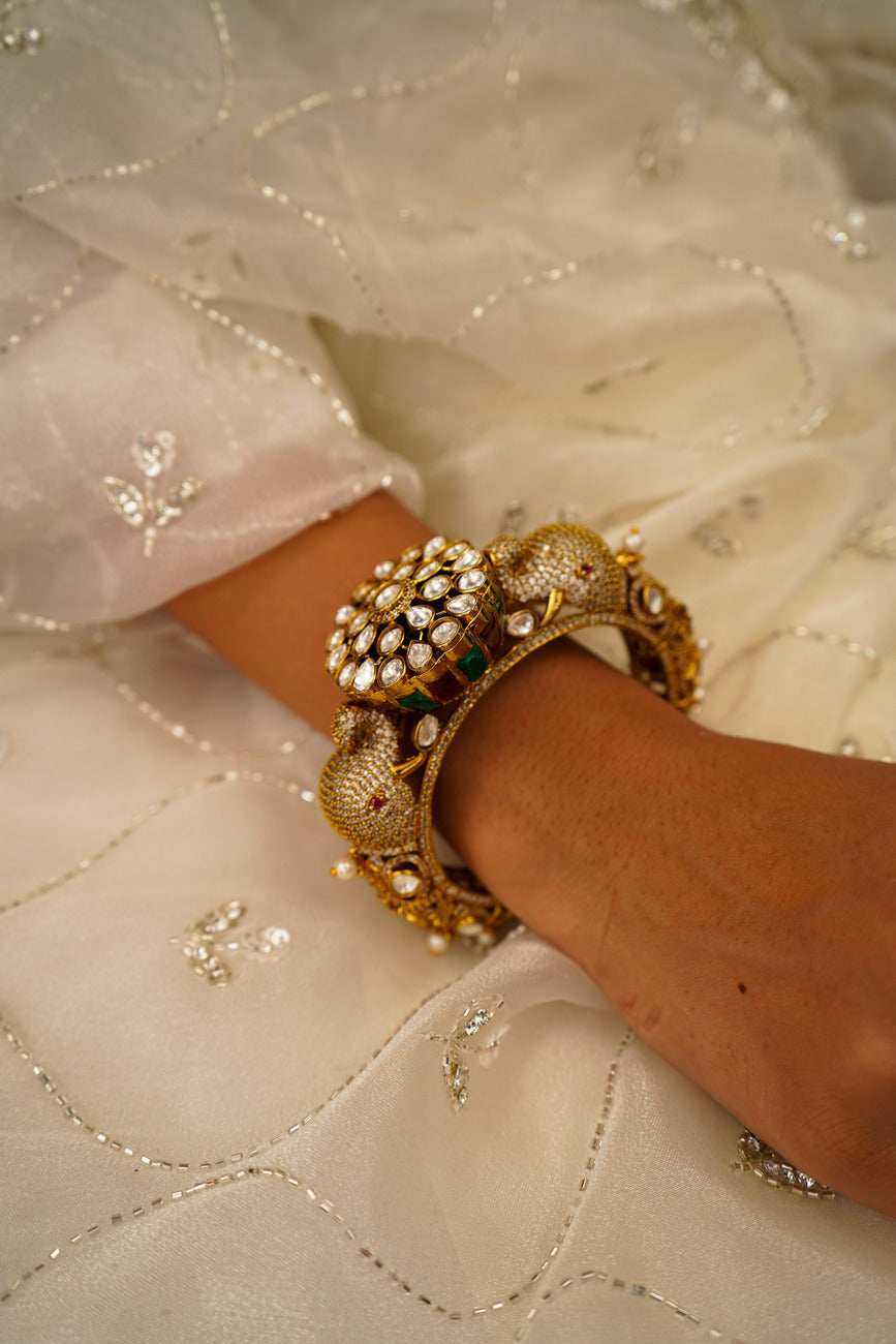 Fariha Multicolour Jadau Bangle / Kada - Pirohee by parul sharma