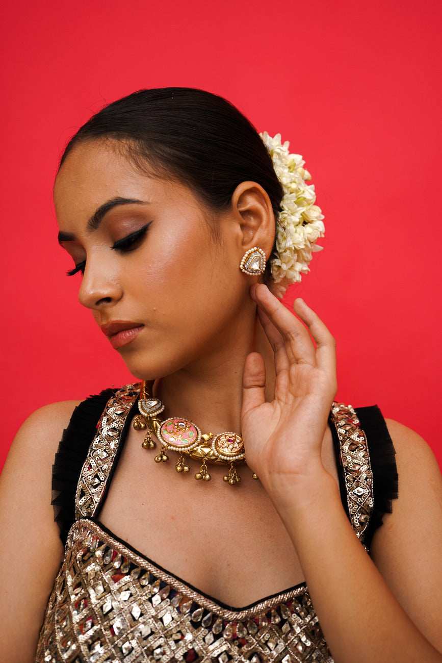Sajili Meenakari Hasli Set - Pirohee by parul sharma