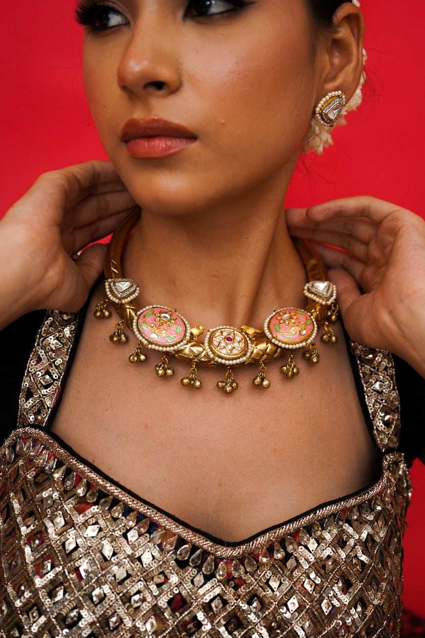 Sajili Meenakari Hasli Set - Pirohee by parul sharma