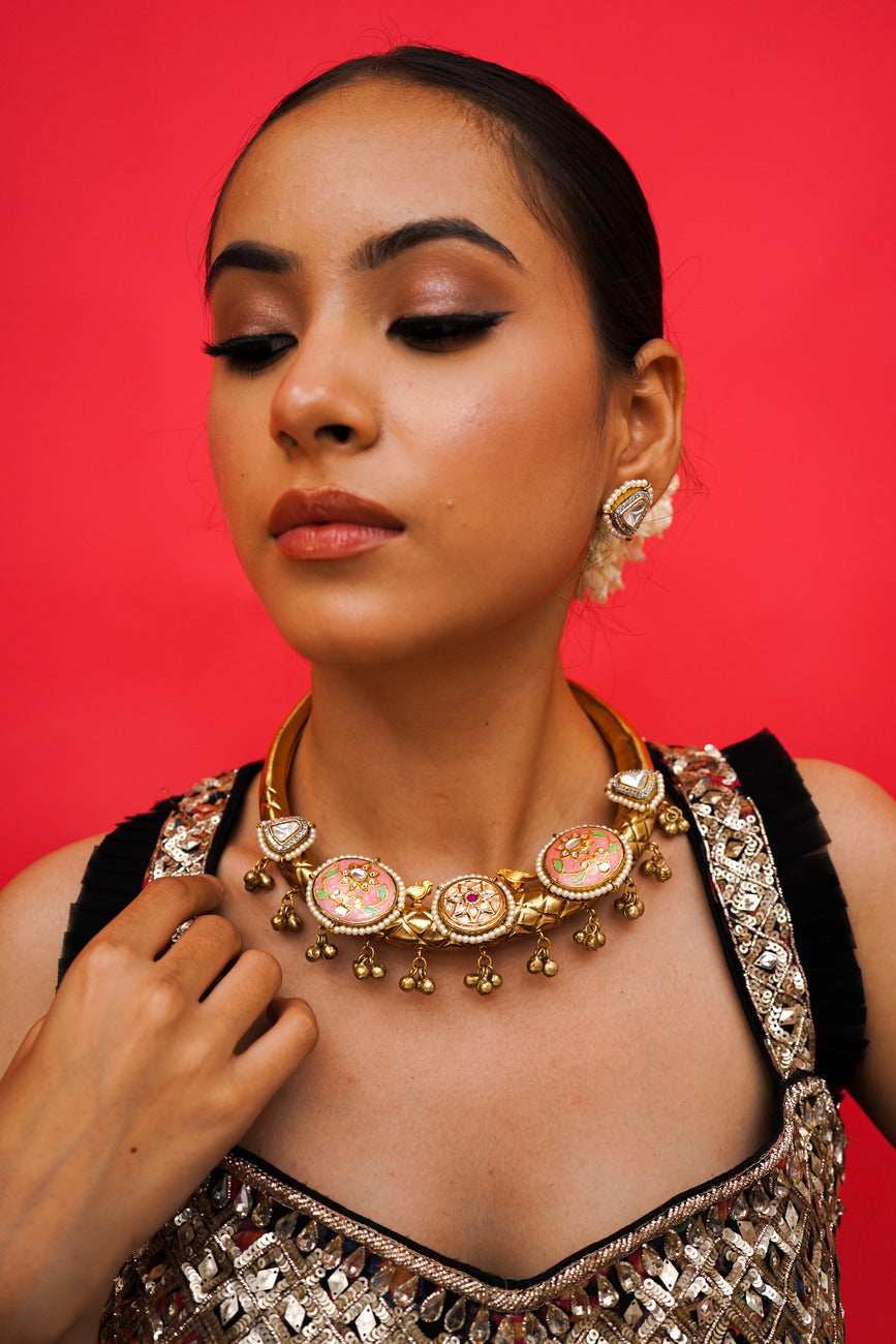 Sajili Meenakari Hasli Set - Pirohee by parul sharma
