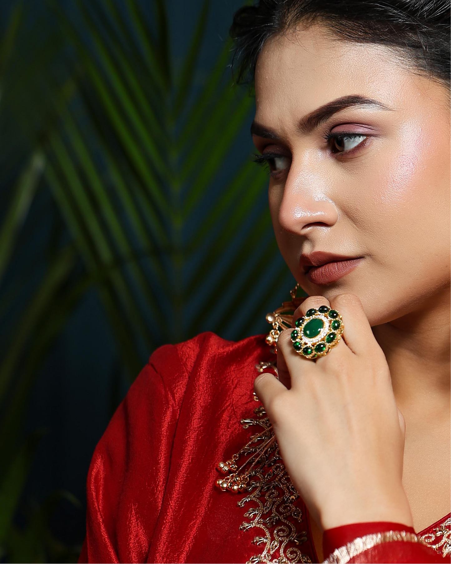 Shama Green Adjustable ring