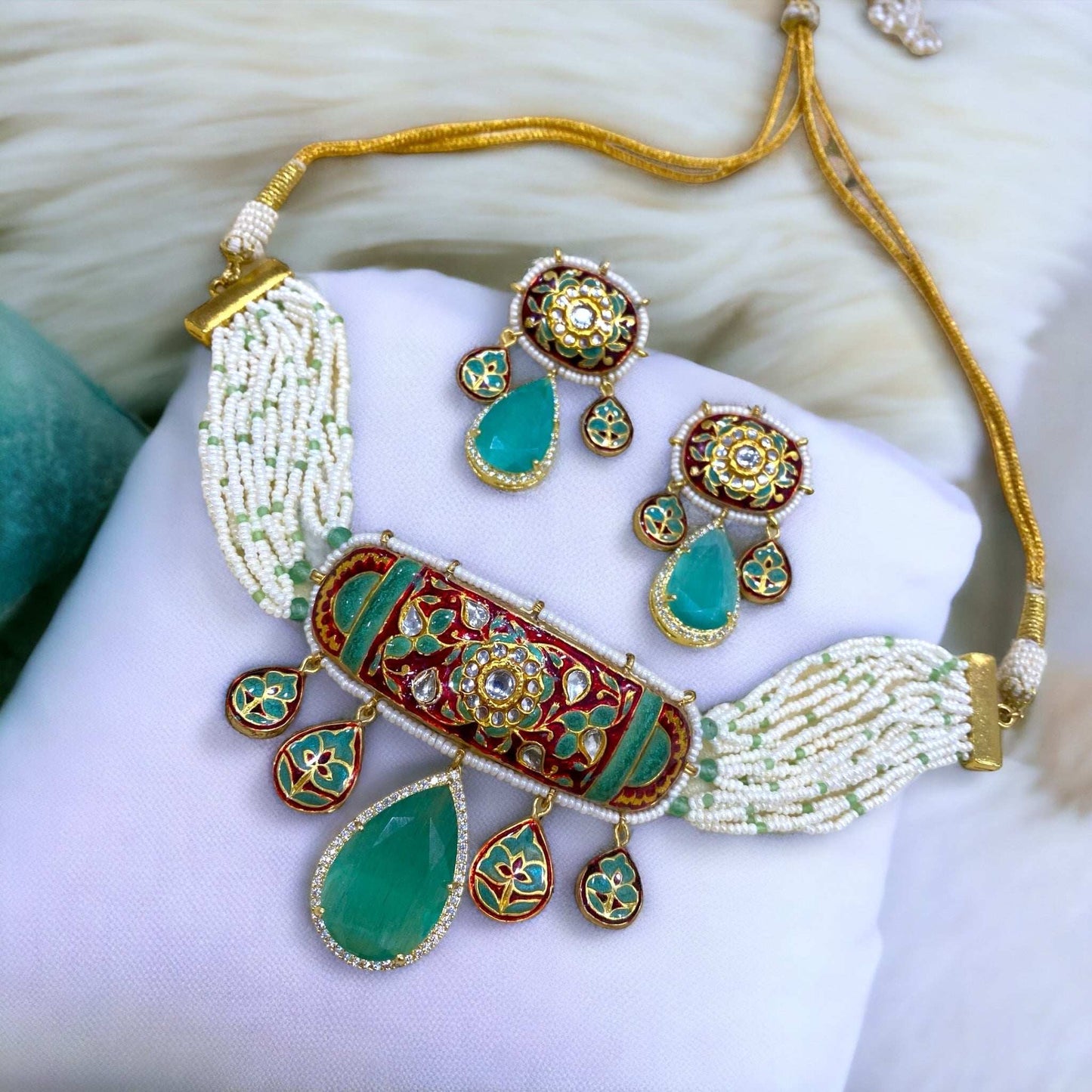 Aria Maroon Fusion Necklace Set - Pirohee by parul sharma