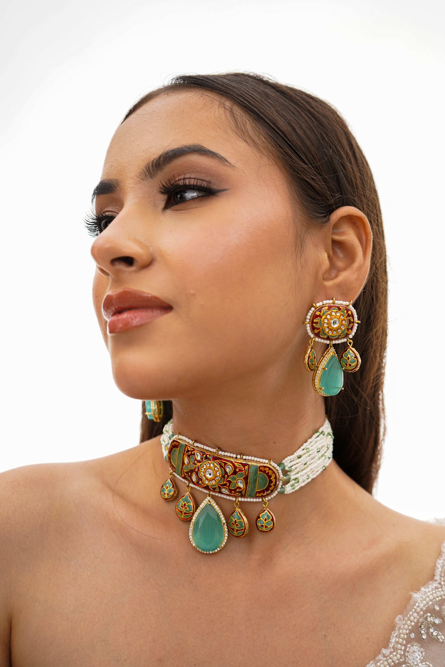 Aria Maroon Fusion Necklace Set - Pirohee by parul sharma