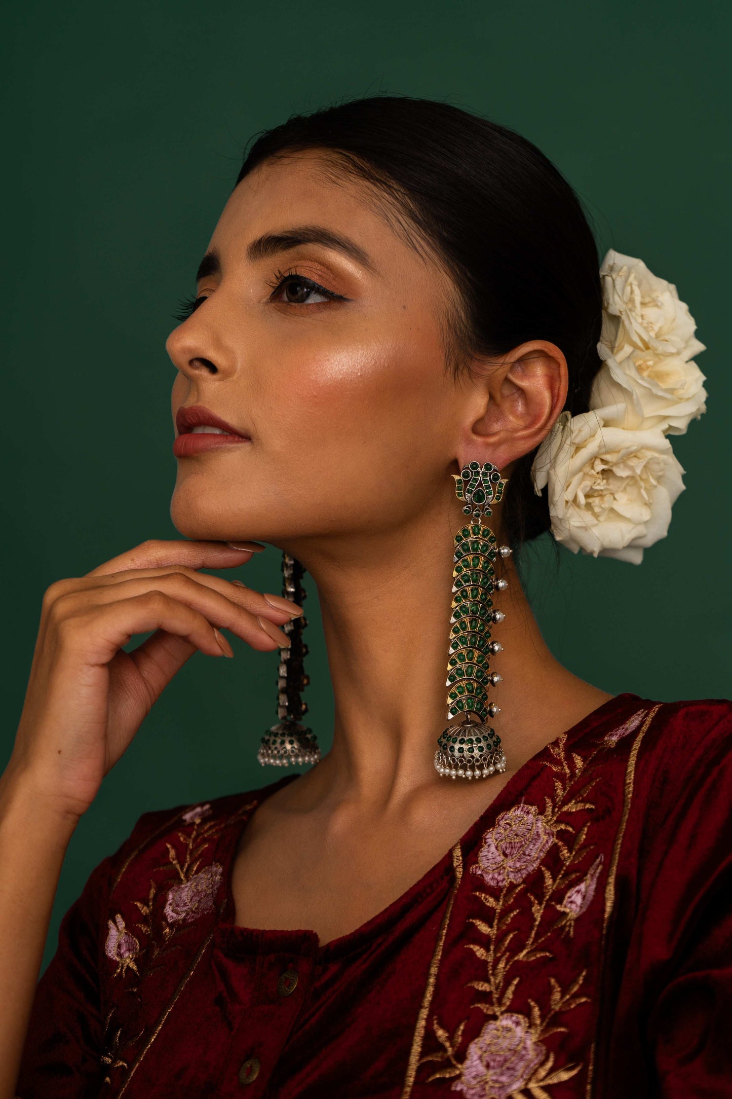 Sakina Green Jhumka Earrings - Pirohee by parul sharma