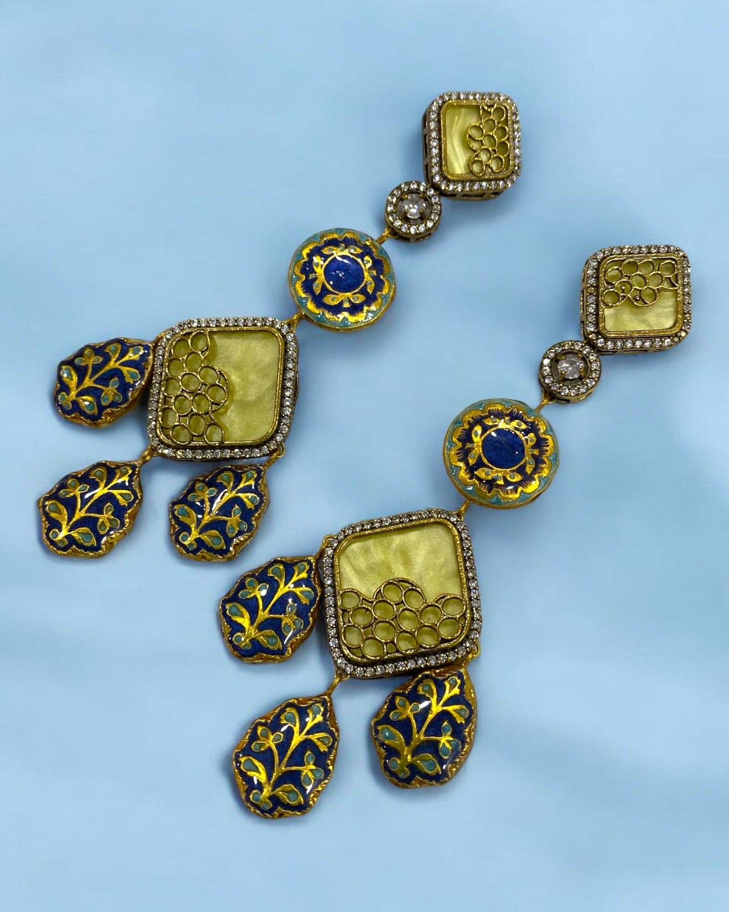 Haniya Yellow Fusion Earrings - Pirohee by parul sharma