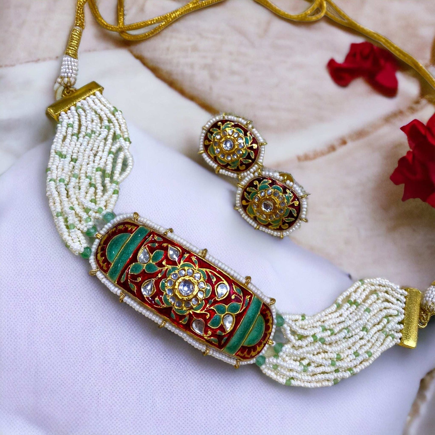 Iqra Maroon Meenakari Choker Set - Pirohee by parul sharma