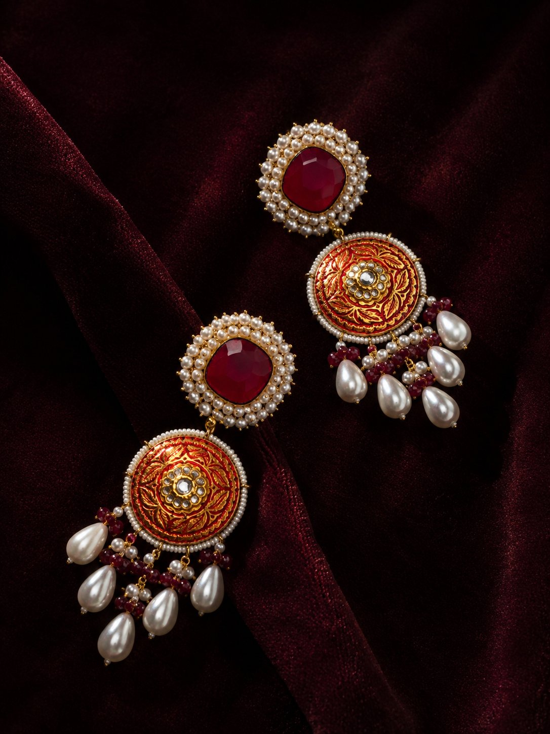 Rangrez Ruby Pearl Earrings