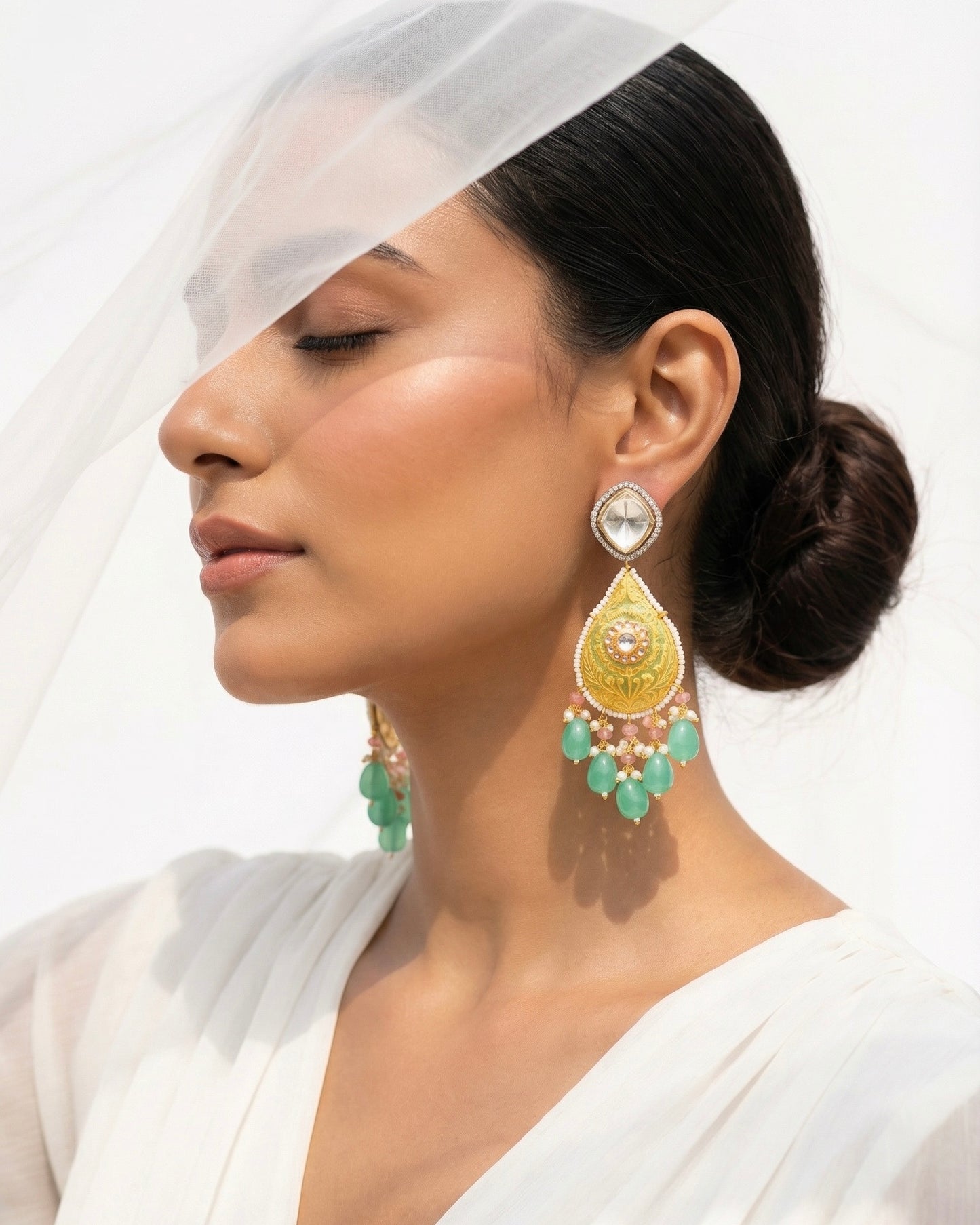 Adah Aquamarine Polki Earrings